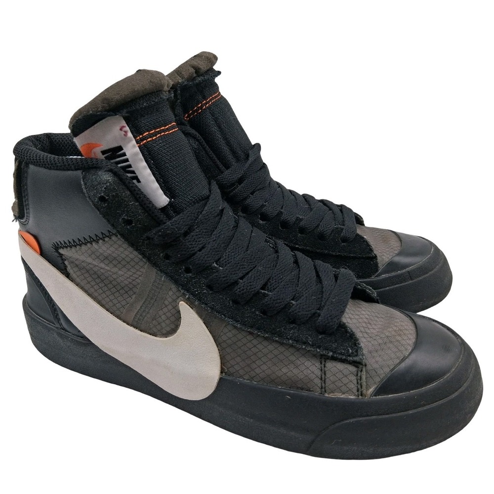 Nike Off-White Blazer Mid Shoes Womens Size 6.5 Black Gray High Top AA3832-001